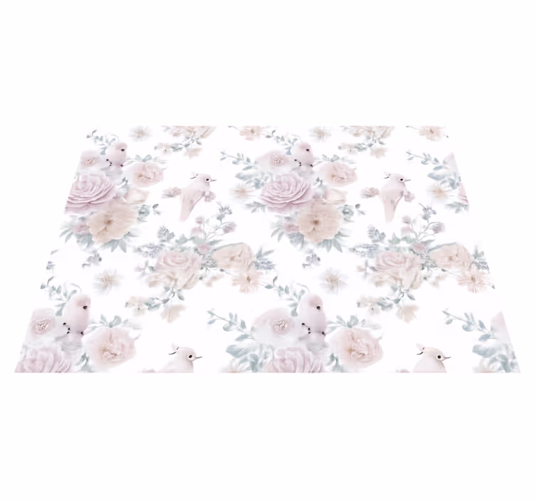 Vinyl teppich schlafzimmer in elegantem graublumen design - TenStickers