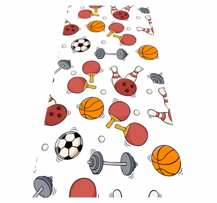 Vinyl teppich schlafzimmer mit sportgeräten im doodle-stil - TenStickers