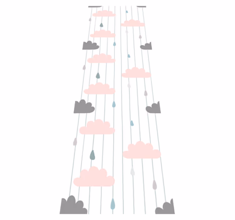 Vinyl teppich schlafzimmer in rosa und grauen wolken - TenStickers