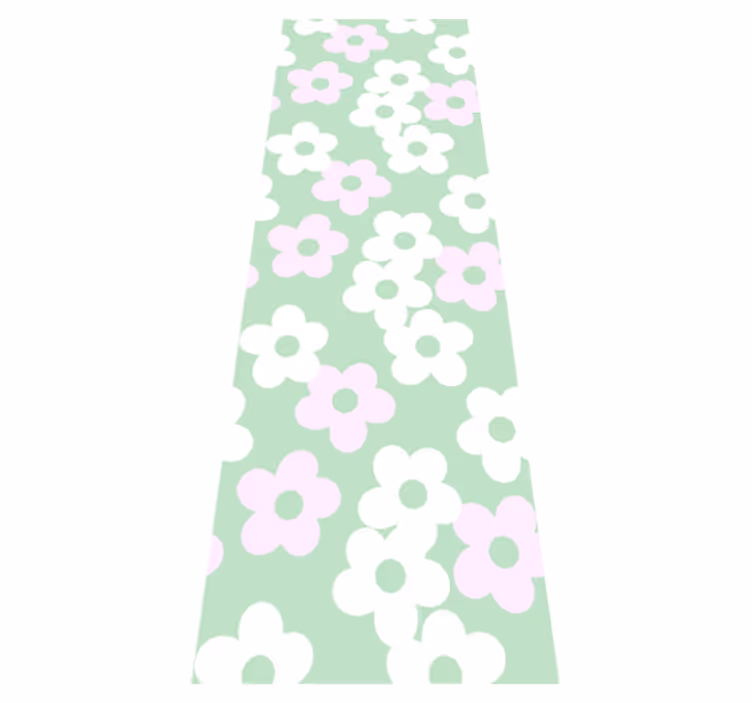 Vinyl teppich schlafzimmer grün mit weißen und rosa blumen - TenStickers