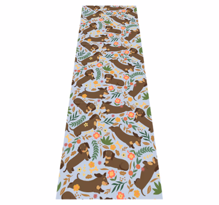 Vinyl teppich schlafzimmer dackel und blumen muster - TenStickers