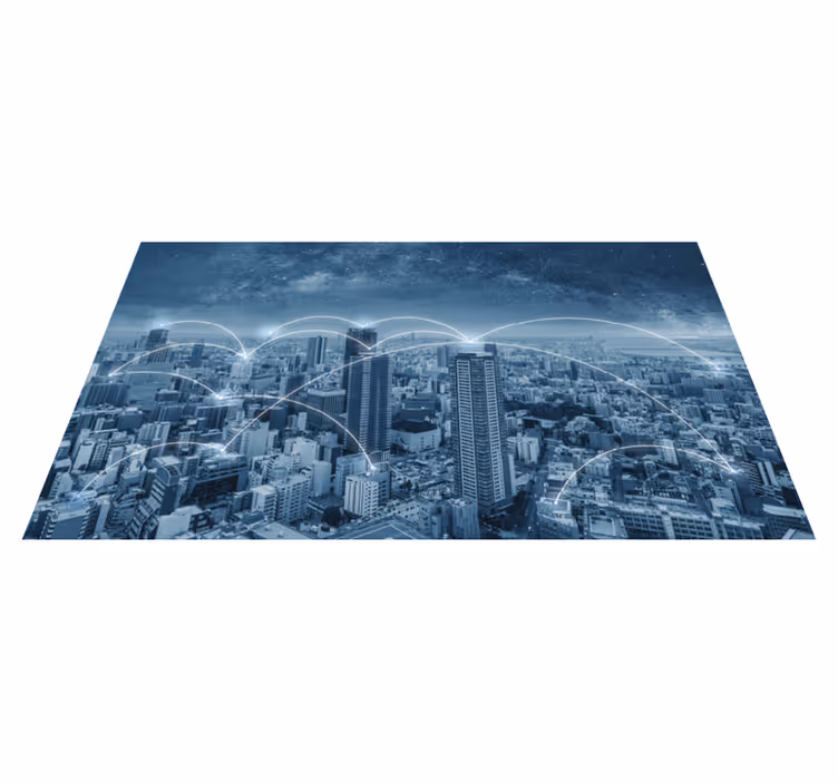 Vinyl teppich schlafzimmer mit skyline aufkleber - TenStickers