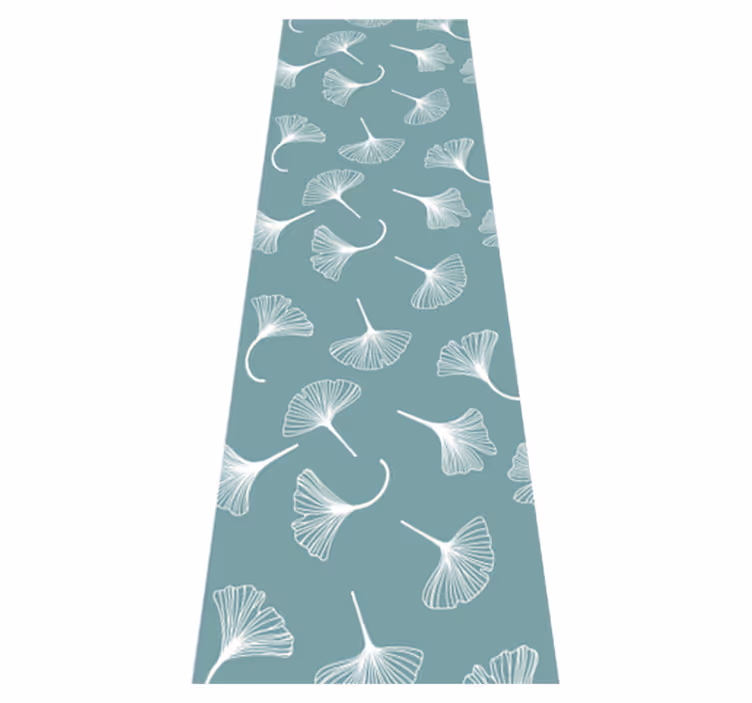 Vinyl teppich nordisch mit hellblauem ginkgo-muster - TenStickers