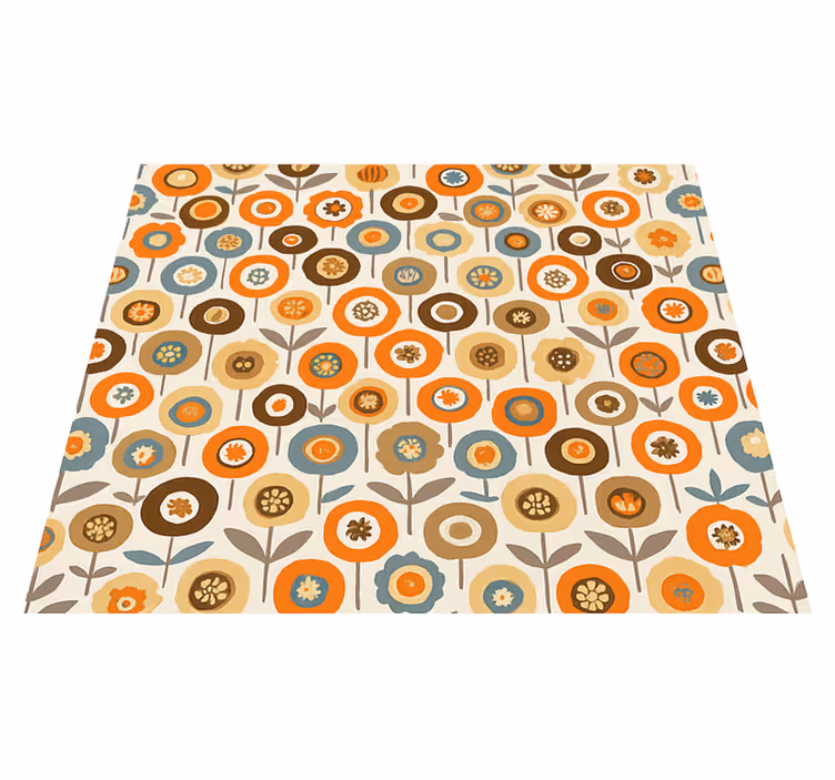Vinyl teppich nordisch mit bunten vintage-blumen - TenStickers