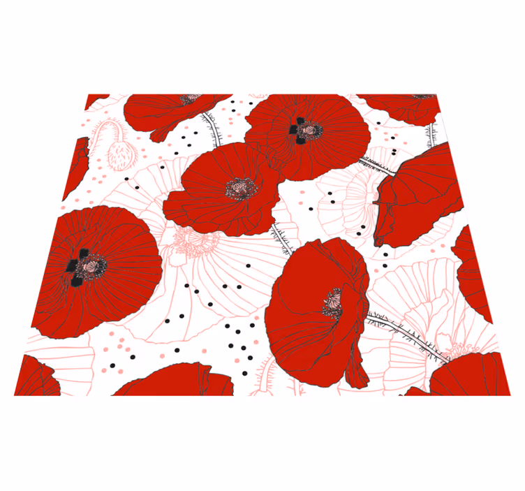 Vinyl teppich natur mit roten blumenmotiv - TenStickers