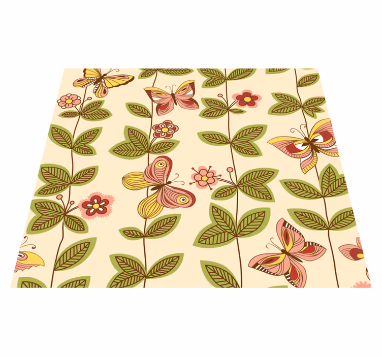 Vinyl teppich natur mit schmetterlingen - TenStickers