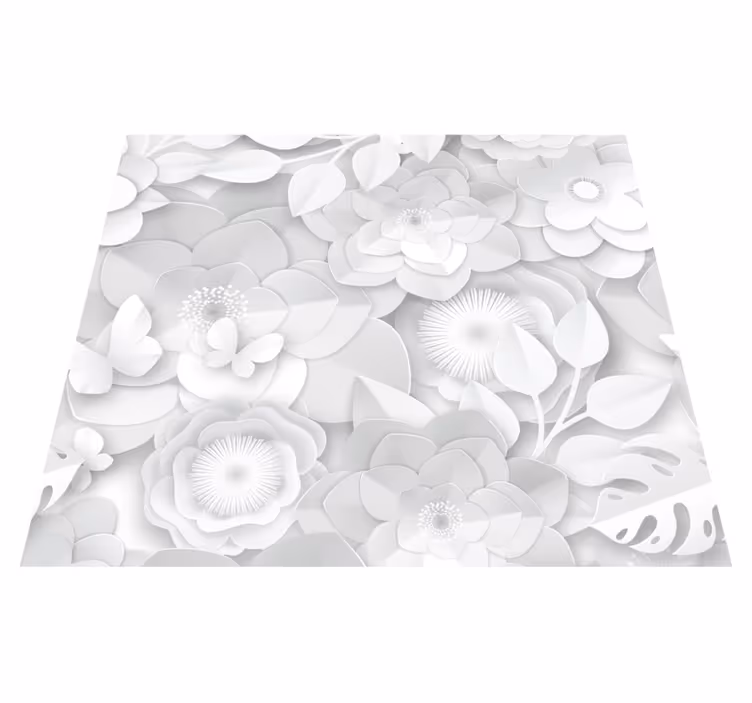 Vinyl teppich natur 3d weiße blumen - TenStickers