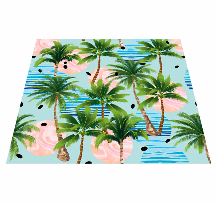 Vinyl teppich natur palmen und wellen - TenStickers