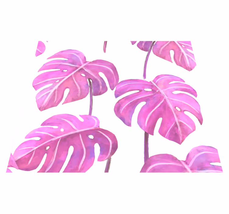 Vinyl teppich natur mit pinkfarbener monstera - TenStickers