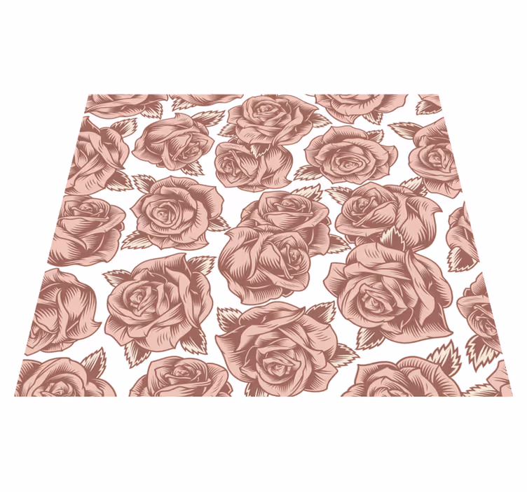 Vinyl teppich natur mit retro-rosen-muster - TenStickers