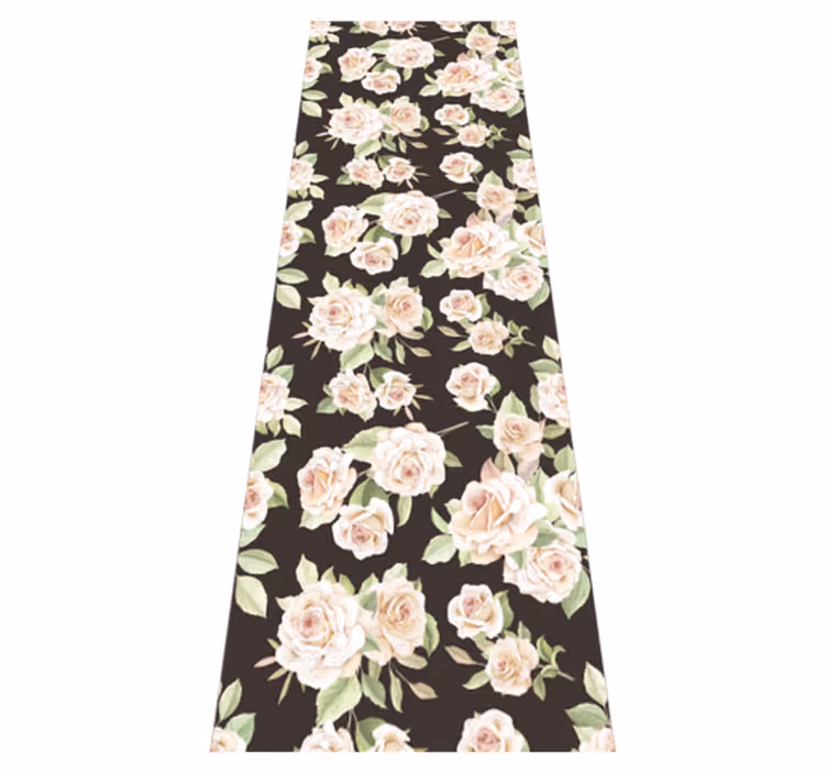 Vinyl teppich natur weiße rose schwarzer hintergrund - TenStickers