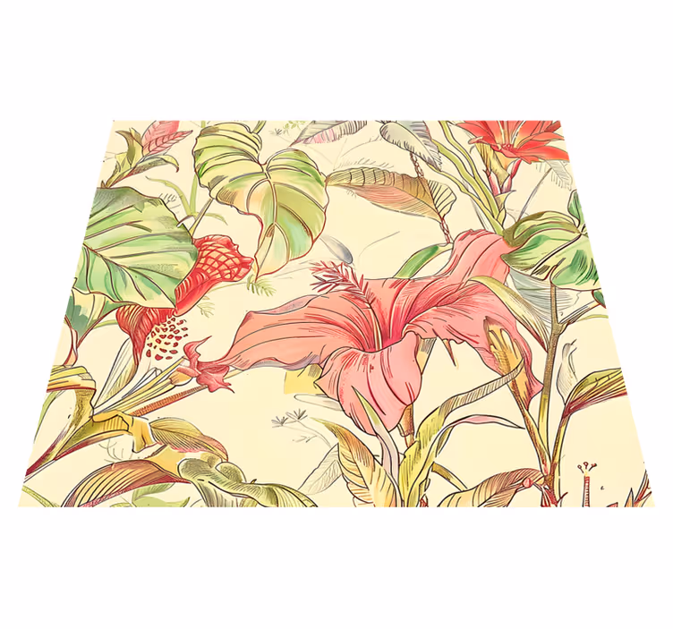 Vinyl teppich natur mit englischem blumenmuster - TenStickers