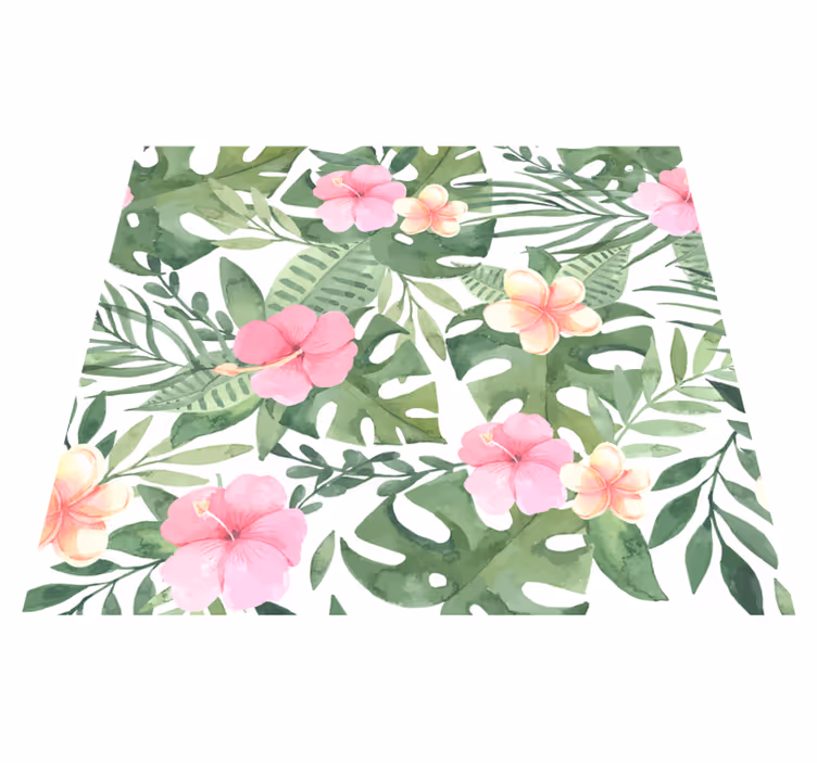 Vinyl teppich natur mit floralem tropenmuster - TenStickers