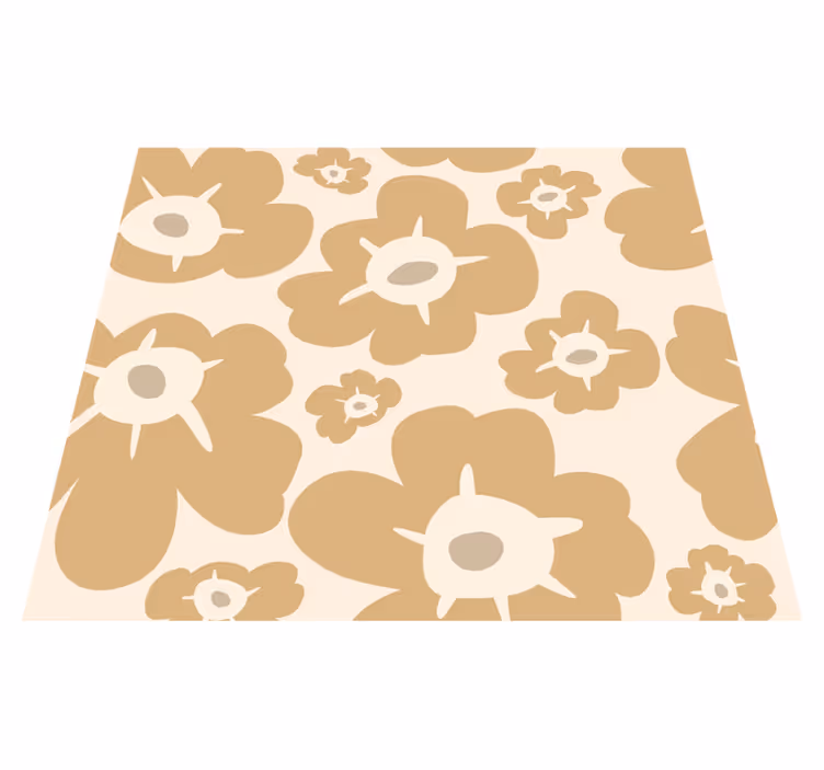 Vinyl teppich natur mit beigen mohnblumen - TenStickers