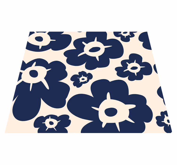 Vinyl teppich natur in dunkelblauem mohn - TenStickers
