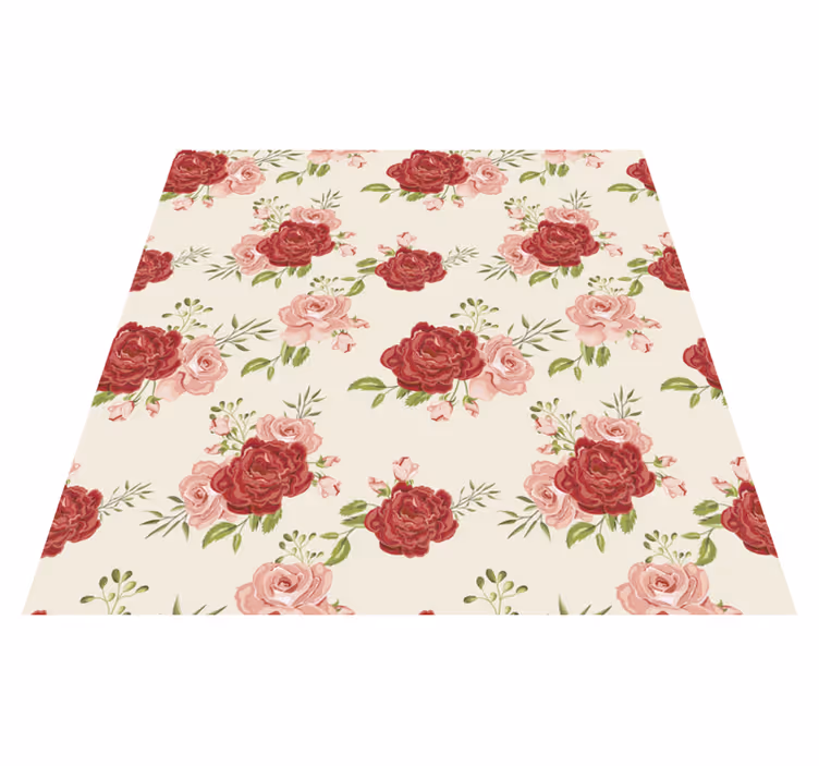 Vinyl teppich natur mit anmutigen rosen - TenStickers