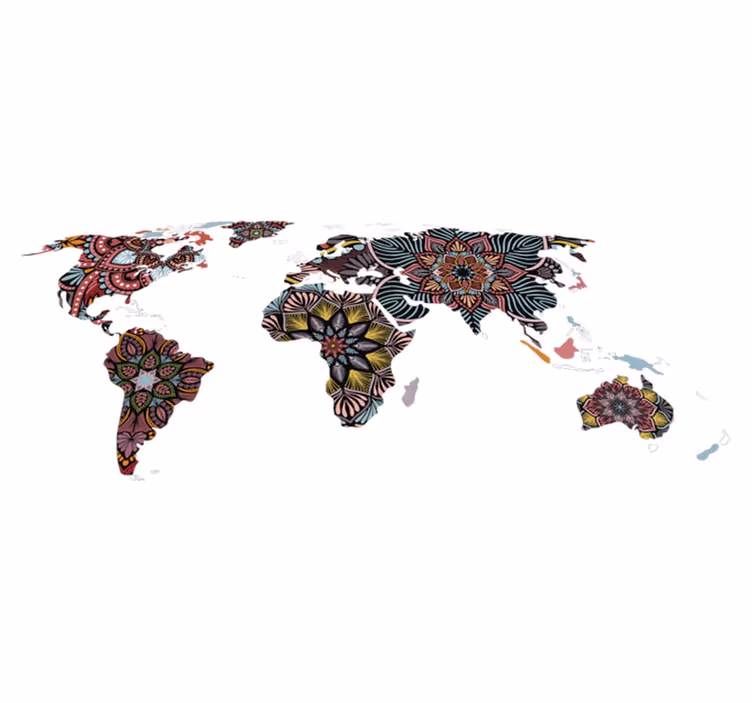 Vinyl teppich weltkarte mandala weltkarte - TenStickers