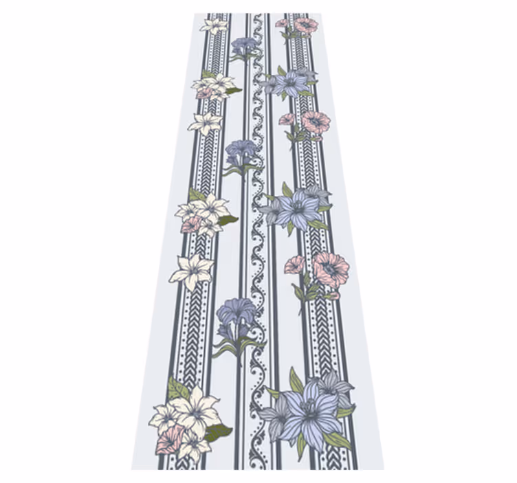 Vinyl teppich vintage im floralen streifenmuster - TenStickers