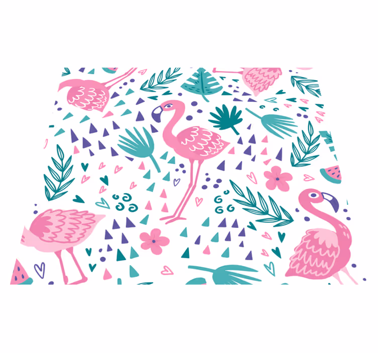 Vinyl teppich tiere mit flamingo-muster - TenStickers