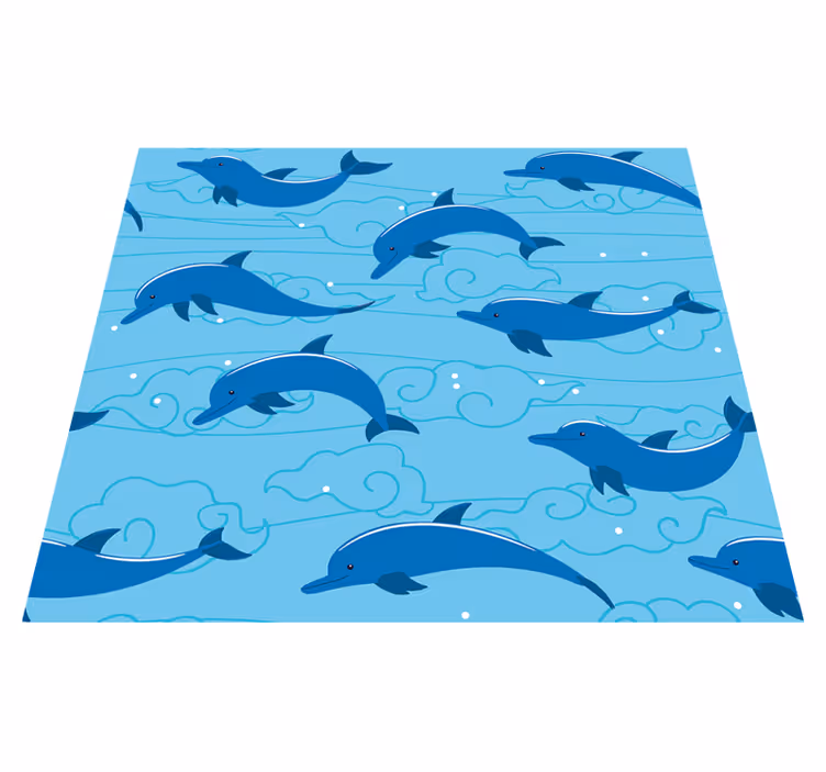 Vinyl teppich tiere himmel mit wolken und delfinen - TenStickers