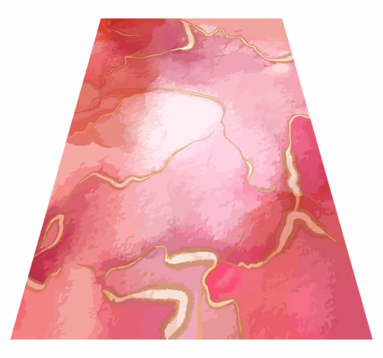 Moderner vinyl teppich im rosa und goldenen marmor-effekt - TenStickers