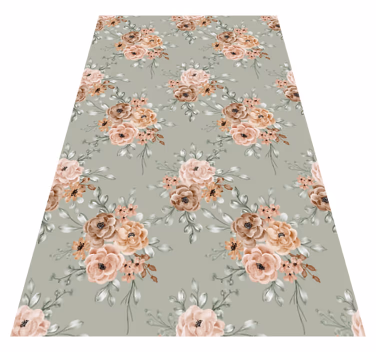 Vinyl teppich vintage mit vintage rosen auf mintgrün - TenStickers