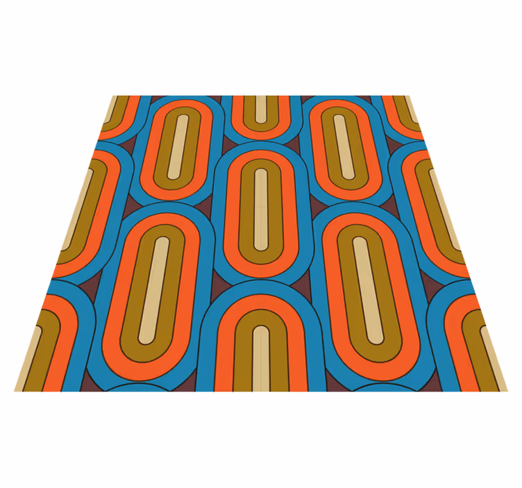 Vinyl teppich vintage in retro runder blauer farbe - TenStickers