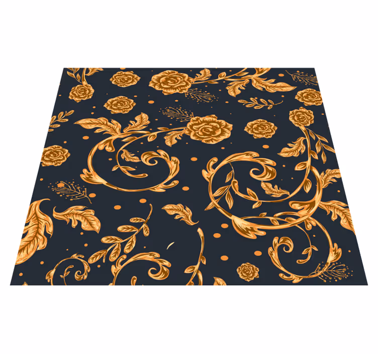 Vinyl teppich vintage mit goldenem blattmotiv - TenStickers