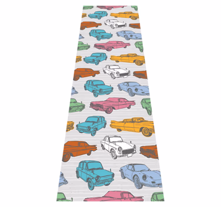 Vinyl teppich vintage mit bunten oldtimern - TenStickers