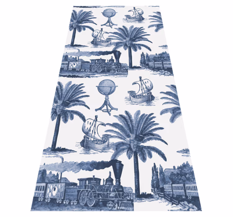 Vinyl teppich vintage mit blauem französischem muster - TenStickers