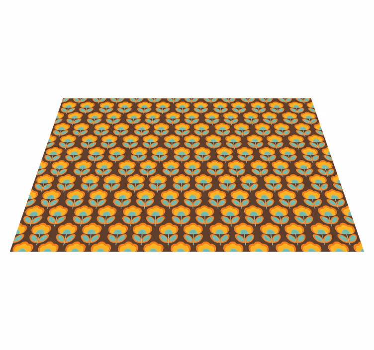 Vinyl teppich vintage 70er jahre blumen mit blättern - TenStickers