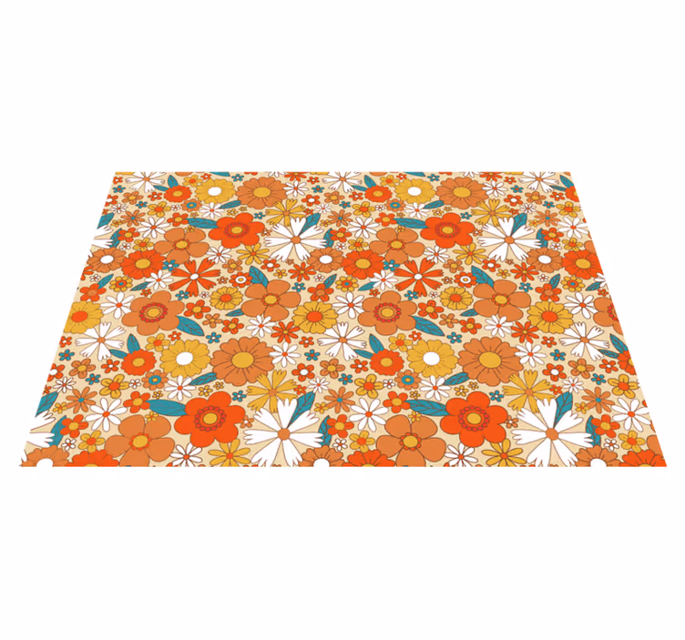 Vinyl teppich vintage mit bunten 70er jahre blumen - TenStickers