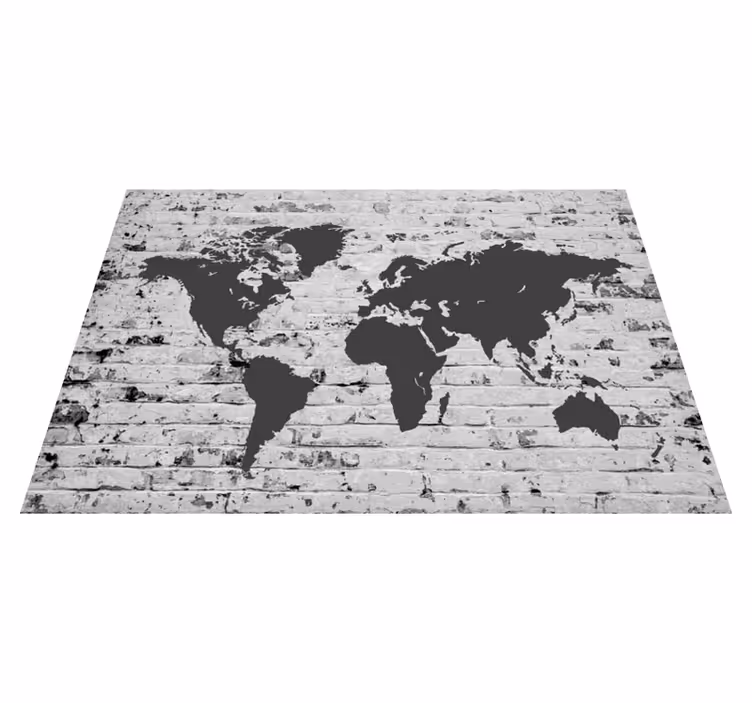 Vinyl teppich weltkarte in weißem ziegel-design - TenStickers