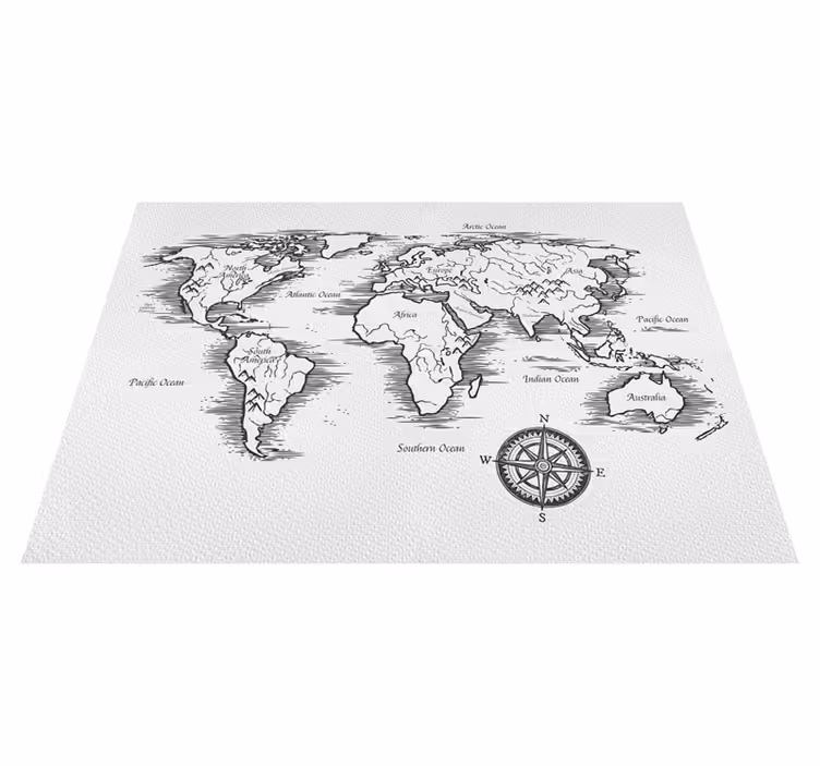 Vinyl teppich weltkarte elegante weltkarten zeichnung - TenStickers