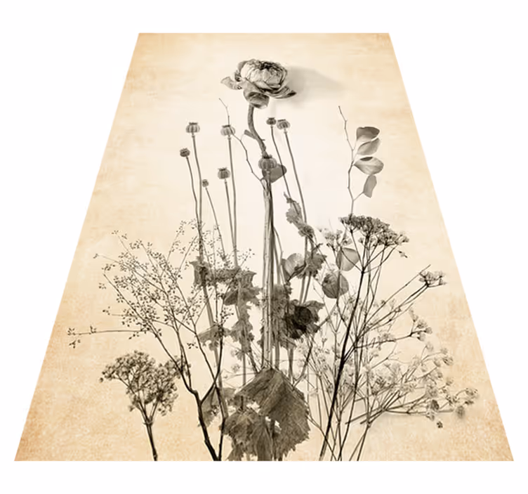 Vinyl teppich blumen blumenstrauß auf beigem hintergrund - TenStickers