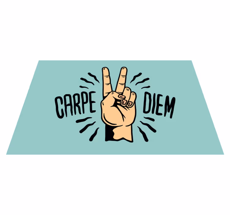 Vinyl teppich text carpe diem frieden hand illustration - TenStickers
