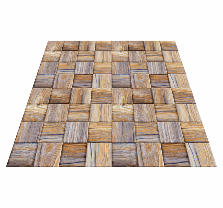 Vinyl teppich geometrisch 80er jahre holzimitat mosaik - TenStickers