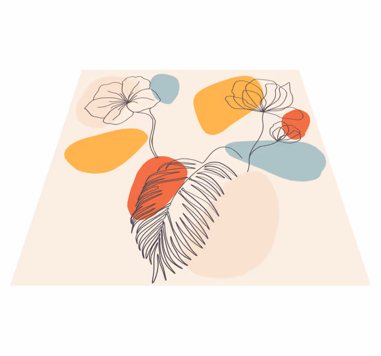 Geometrischer vinyl teppich mit botanischer wandkunst - TenStickers