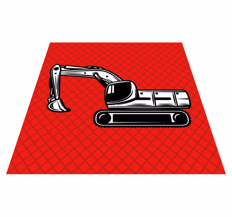 Vinyl teppich kinderzimmer monocolor großer bagger - TenStickers