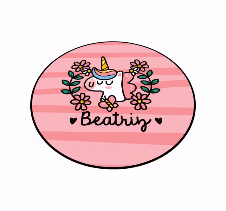 Vinyl teppich kinderzimmer mit niedlichem blumen-einhorn - TenStickers