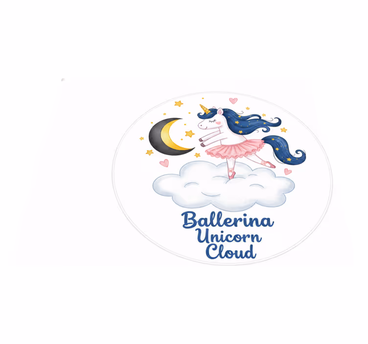 Vinyl teppich kinderzimmer ballerina einhorn auf wolke - TenStickers