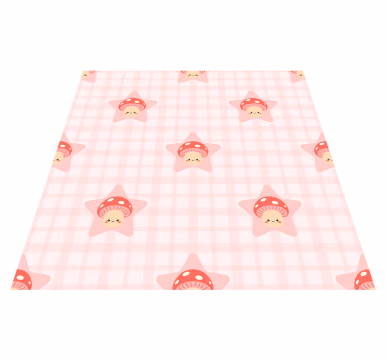 Vinyl teppich kinderzimmer mit niedlichem rosa pilzmuster - TenStickers