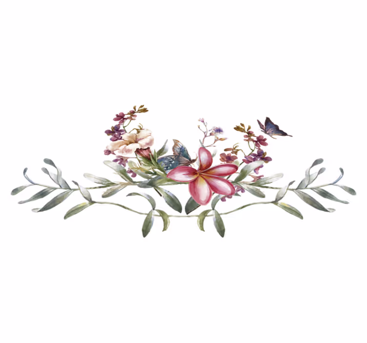 Vinyl teppich eingang aquarell schmetterlinge und blumen - TenStickers