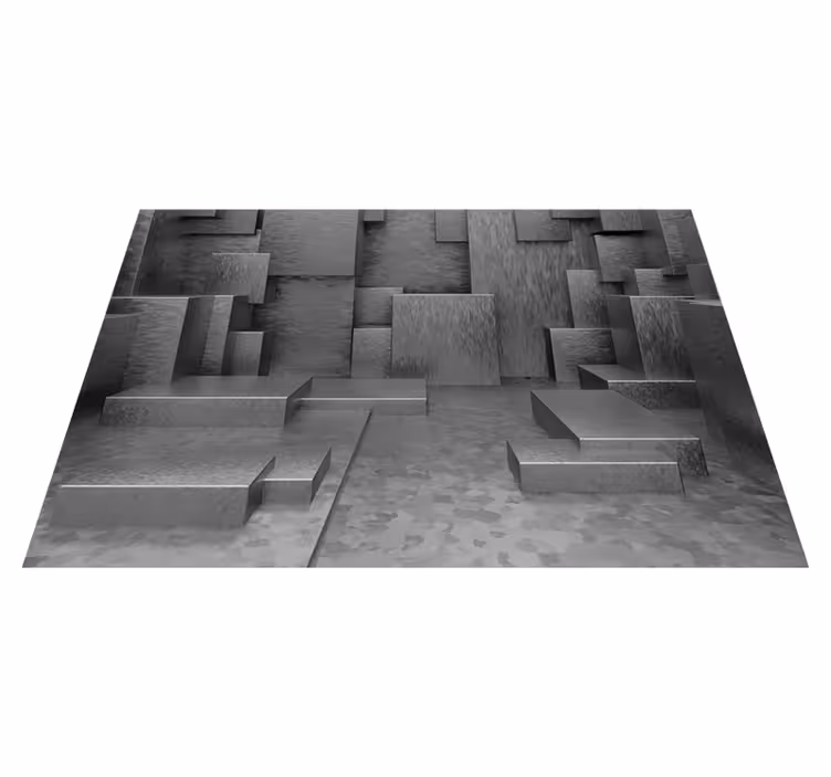 Vinyl teppich grau geometrische abstrakte blöcke - TenStickers