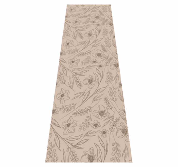 Vinyl teppich beige mit taupefarbenem floraldesign - TenStickers