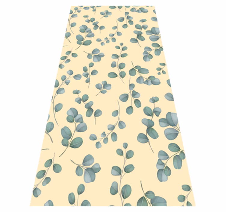 Vinyl teppich beige mit eukalyptusblatt-muster - TenStickers