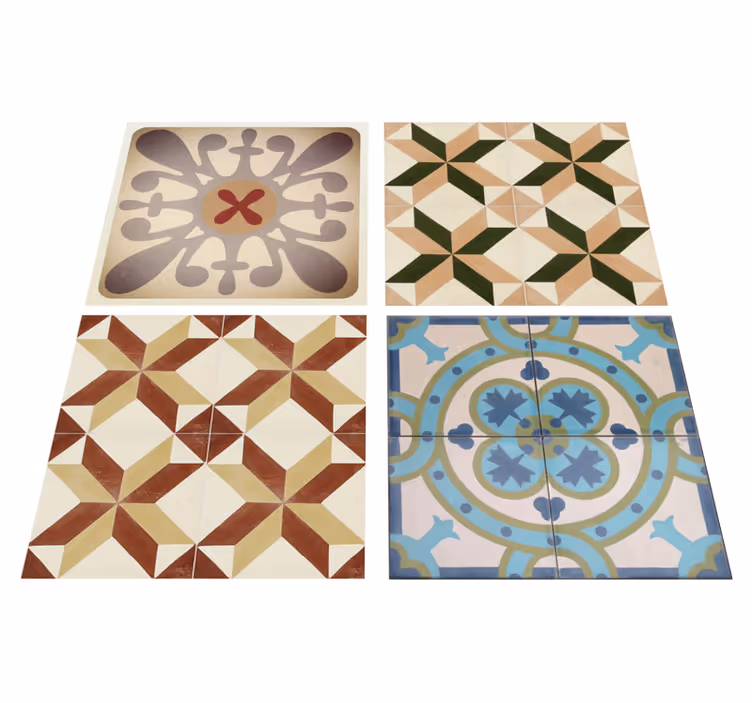 Vinyl teppich beige mit dekorativem mosaikdesign - TenStickers