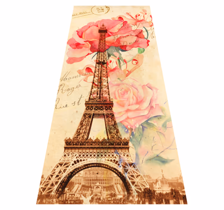 Vinyl teppich beige im retro-stil von paris - TenStickers