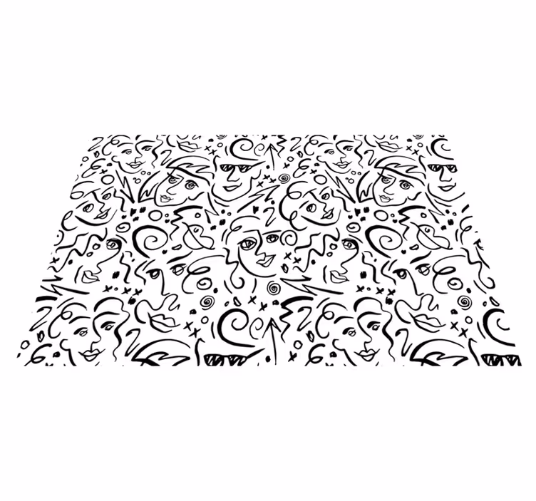 Weißer vinyl teppich mit graffiti kunst in schwarz-weiß - TenStickers