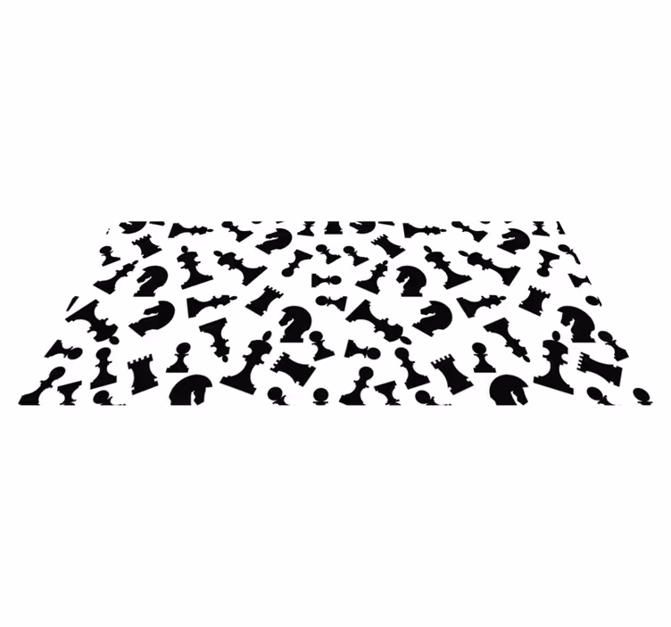 Weißer vinyl teppich mit schwarzen schachfiguren - TenStickers